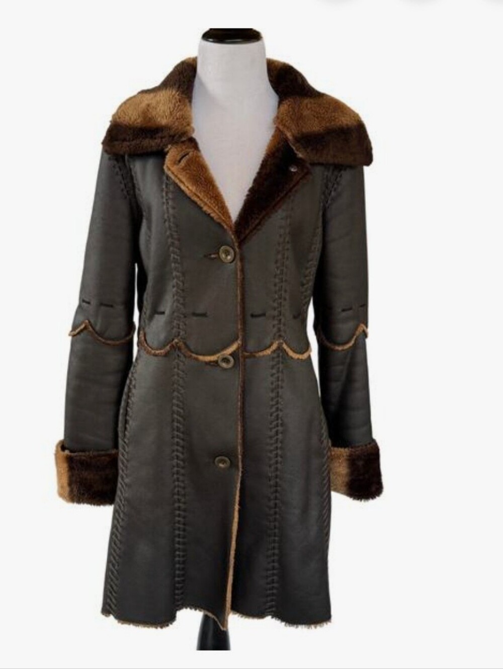 Montanaco Women's Dark Brown Faux Suade Leather Jacket